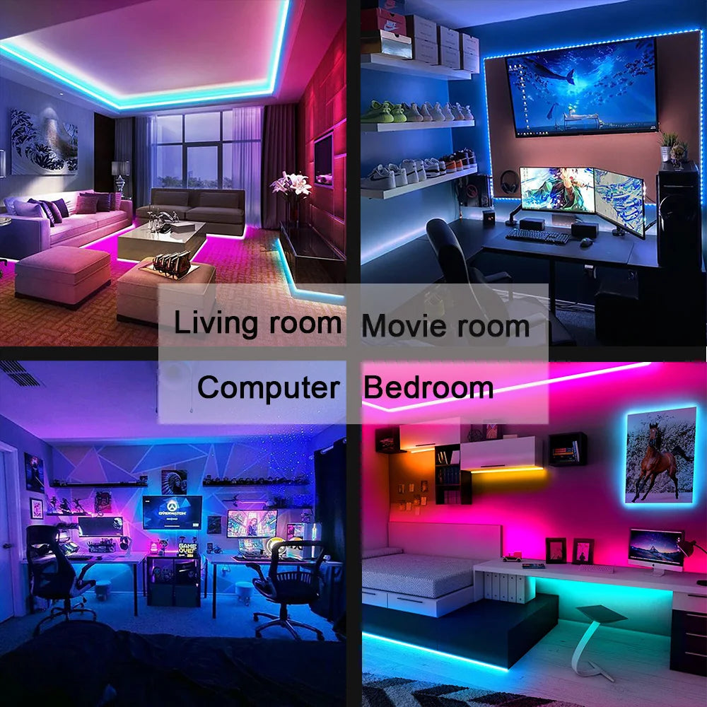 USB LED Strip Light Bluetooth Tape RGB Lights SMD5050 5V Flexible LED Lamp Tape Ribbon Self-Adhesive TV Desktop Diode Backlight