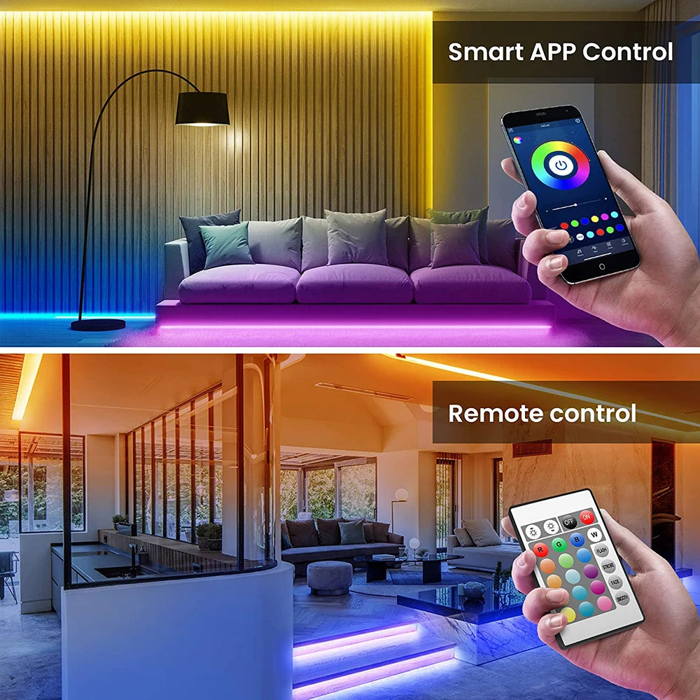 USB LED Strip Light Bluetooth Tape RGB Lights SMD5050 5V Flexible LED Lamp Tape Ribbon Self-Adhesive TV Desktop Diode Backlight