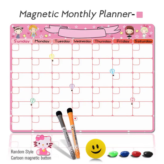 A3 Magnetic Weekly & Monthly Planner Whiteboard Fridge Magnet Flexible Daily Message Drawing Refrigerator Bulletin White Board